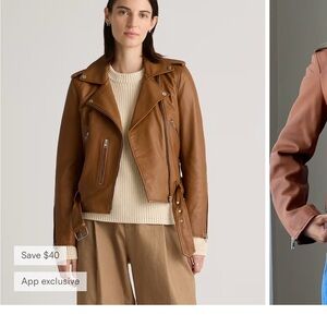Quince Cognac Leather Moto Jacket